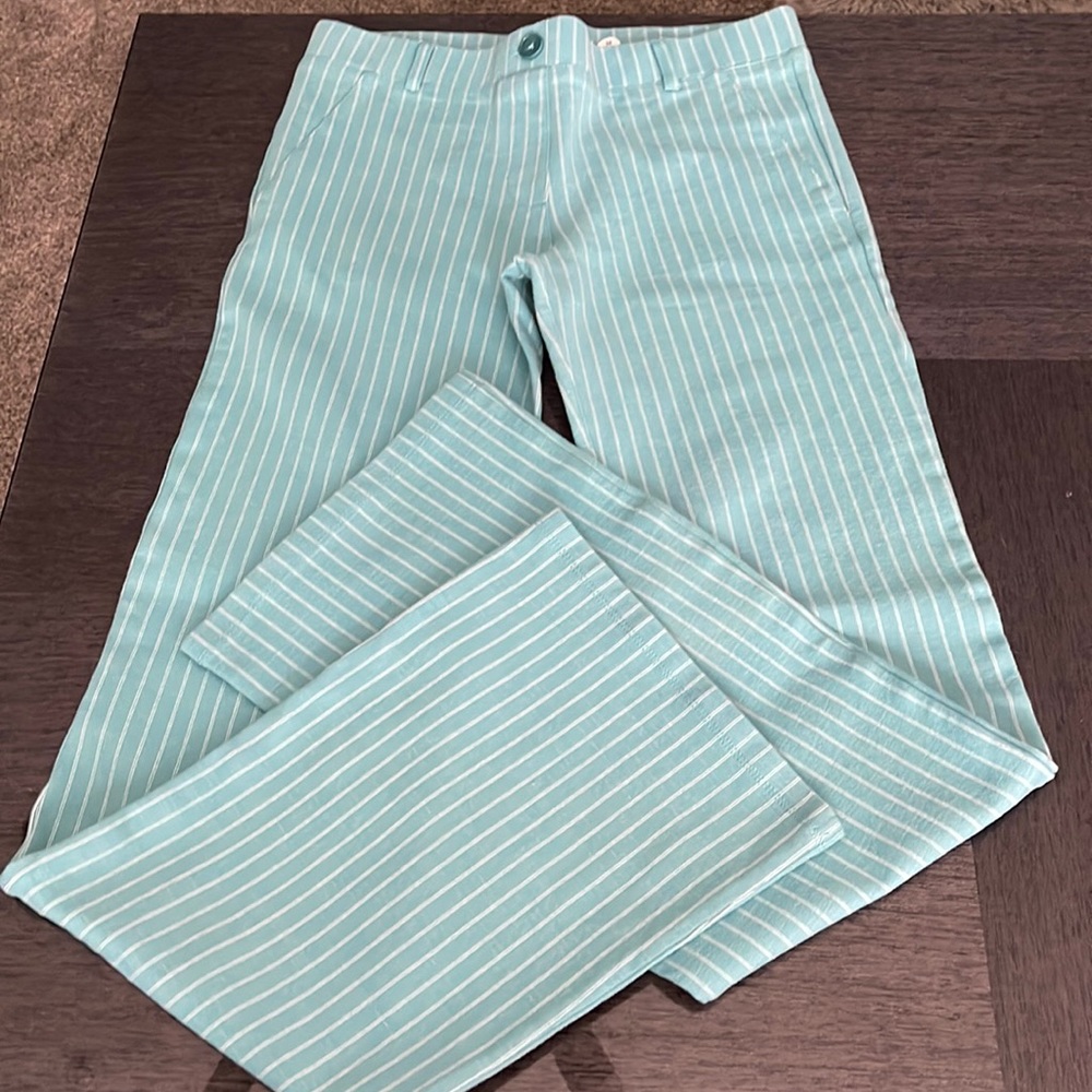 Betabrand Blue Pinstripe Pants Size Medium LONG